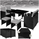 tectake&reg; Rattan Sitzgruppe, f&uuml;r 4 bis 8 Personen, UV-best&auml;ndig, zusammenschiebbar,