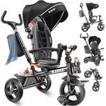 KIDIZ&reg; Dreirad 5in1 Kinderdreirad mit Schubstange Lenksystem Stange ab 1 Jahr