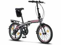 Licorne Bike Phoenix 2D, 20 Zoll Aluminium-Faltrad-Klapprad, Scheibenbremse,