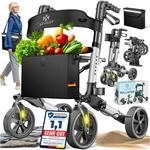 KESSER&reg; Leichtgewicht Rollator faltbar mit Sitz, Griff, Tasche, schmal f&uuml;r Senioren