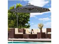Luxus Sonnenschirm mit LED Beleuchtung Ampelschirm 350cm Solar Garten Schirm...