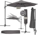 tectake&reg; Sonnenschirm, &Oslash; 300 cm, 6 einstellbare Neigungsstufen, UV-Schutz 50+,