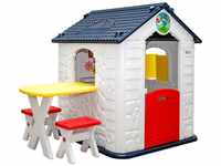 Kinder Spielhaus ab 1 - Garten Kinderhaus mit Tisch - Kinderspielhaus Kunststoff