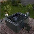 HOME DELUXE Outdoor Whirlpool BLACK MARBLE - Mit Treppe und Thermoabdeckung