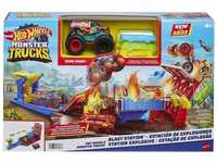 Mattel HFB12 - Hot Wheels - Monster Trucks - Blast Station inkl. Fahrzeug, Spielset