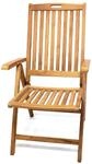 VCM Hochlehner Klappstuhl Gartenstuhl 5-fach verstellbar Teak Holz behandelt 
