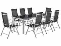 Juskys Aluminium Gartengarnitur Milano Gartenmöbel Set mit Tisch und 8 Stühlen