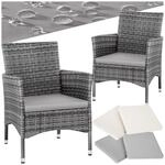 tectake&reg; 2er Set Rattanstuhl, widerstandsf&auml;hig, 2 Bezugssets, 59 x 57 x 85 cm