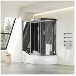 HOME DELUXE Dampfdusche mit Whirlpool ALLIN 4IN1 - 170 x 90 Schwarz Rechts