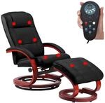 Relaxsessel mit Hocker und Massagefunktion Kunstleder, schwarz