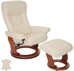 MCA Relaxsessel Halifax, Fernsehsessel Hocker, Echtleder 130kg belastbar ~ creme,