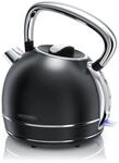 Arendo Wasserkocher 1,7 l, 2200 W, Edelstahl Retro Style Vintage, &Uuml;berhitzung &