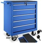 tectake&reg; Werkzeugwagen, 5 kugelgelagerte Schubladen mit Antirutschmatten, zentrale