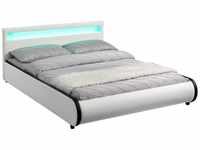 Juskys Polsterbett Sevilla 180x200 cm – Bett mit LED Beleuchtung & Lattenrost –