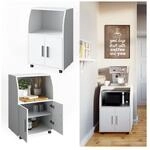Vicco K&uuml;chenschrank Mikrowellenschrank Anrichte Elio auf Rollen K&uuml;chenwagen wei&szlig;