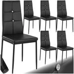 tectake&reg; Set Esszimmerstuhl, gepolstert mit Kunstlederbezug, schlanke Stahlbeine, 40