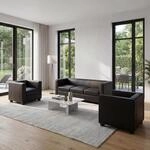 3-1-1 Couchgarnitur Lille ~ Leder, schwarz
