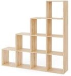 VICCO Treppenregal 10 F&auml;cher Eiche Sonoma - Raumteiler Stufenregal B&uuml;cherregal
