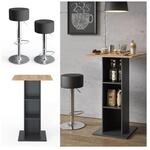 Vicco Bartisch Bistrotisch K&uuml;chentisch Rodeo 70x70cm 2 Barhocker 3 Regalf&auml;cher