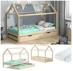 VitaliSpa Kinderbett Hausbett G&auml;stebett Wiki Natur 90x200cm Schublade Matratze