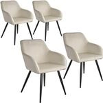 tectake&reg; Esszimmerstuhl, gepolstert, in Samtoptik, schwarze Stahlbeine, 58 x 62 x 82