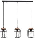BRILLIANT Lampe, Gwen Pendelleuchte 3flg Balken antik holz/schwarz korund,