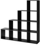 VICCO Treppenregal 10 F&auml;cher Schwarz - Raumteiler Stufenregal B&uuml;cherregal