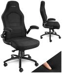 tectake&reg; B&uuml;rostuhl, ergonomische Form, mit Stoffbezug, klappbare Armlehnen und
