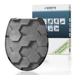 Sch&uuml;tte Duroplast WC Sitz GREY HEXAGONS, mit Absenkautomatik und Schnellverschluss