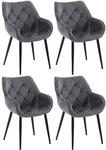 CLP 4er Set Stuhl Tanna Samt I Gesteppter Polsterstuhl I Esszimmerstuhl Mit
