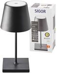 Nuindie mini LED Akku Tischleuchte Au&szlig;entischleuchte IP54 schwarz Sigor Tischlampe