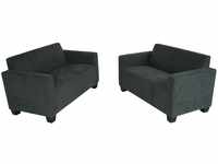 Sofa-Garnitur Couch-Garnitur 2x 2er Sofa Moncalieri Stoff/Textil ~...