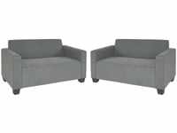 Sofa-Garnitur Couch-Garnitur 2x 2er Sofa Moncalieri Stoff/Textil ~ grau