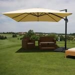 Gastronomie-Ampelschirm MCW-A96, 3,5x3,5m (&Oslash;4,95m) Polyester/Alu 25kg ~ creme...