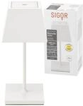 Nuindie MINI LED Akku Tischleuchte Au&szlig;entischleuchte IP54 wei&szlig; eckig Sigor