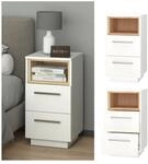 Vicco Nachtschrank Nachttisch Nachtkommode 2er Set Beatrice Wei&szlig; 2 Schubladen