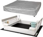 WONDERMAKE&reg; Design Sandkasten mit Abdeckung Deckel Sitzbank und Boden, Sandkiste
