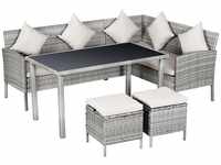 Outsunny Rattan Sitzgruppe mit Tisch grau, cremeweiß