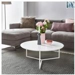 Couchtisch 80cm Rund Wei&szlig; Matt Design Wohnzimmertisch Sofa Beistell Tisch