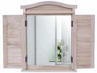 Wandspiegel Spiegelfenster mit Fensterläden 53x42x5cm ~ naturbraun