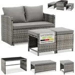 Juskys 2in1 Polyrattan Relax Gartenm&ouml;bel Set Jamaika - Lounge f&uuml;r Balkon & Outdoor,