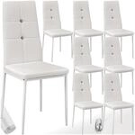 tectake&reg; Set Esszimmerstuhl, gepolstert mit Kunstlederbezug, schlanke Stahlbeine, 40