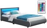 Juskys Polsterbett Sevilla 140x200 cm &ndash; Bett mit LED Beleuchtung & Lattenrost &ndash;