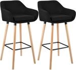 CLP Barhocker 2er Set gepolstert mit Lehne Grant, Barstuhl mit Stoffbezug, Gestell