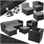 tectake&reg; Rattan Lounge, f&uuml;r 5 bis 6 Personen, UV-best&auml;ndig, variabel aufstellbar