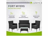 Juskys Polyrattan Gartenmöbel-Set Fort Myers schwarz mit Tisch, Sofa, 2...