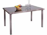 Poly-Rattan Tisch MCW-G19, Gartentisch Balkontisch, 120x75cm ~ grau-braun