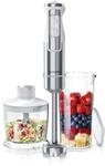 Arendo Edelstahl Stabmixer Set - vierfl&uuml;geliges Messer - P&uuml;rierstab - Variabler