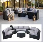Luxus Poly-Rattan-Garnitur Lier, Sitzgruppe Lounge-Set, XXL Sofa rund, anthrazit