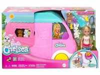 Mattel HNH90 - Barbie Chelsea - Spielfahrzeug mit Zubehör, 2 in 1 Camper